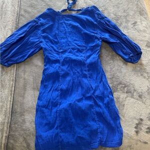 Royal Blue Smocked Tiered Midi Dress